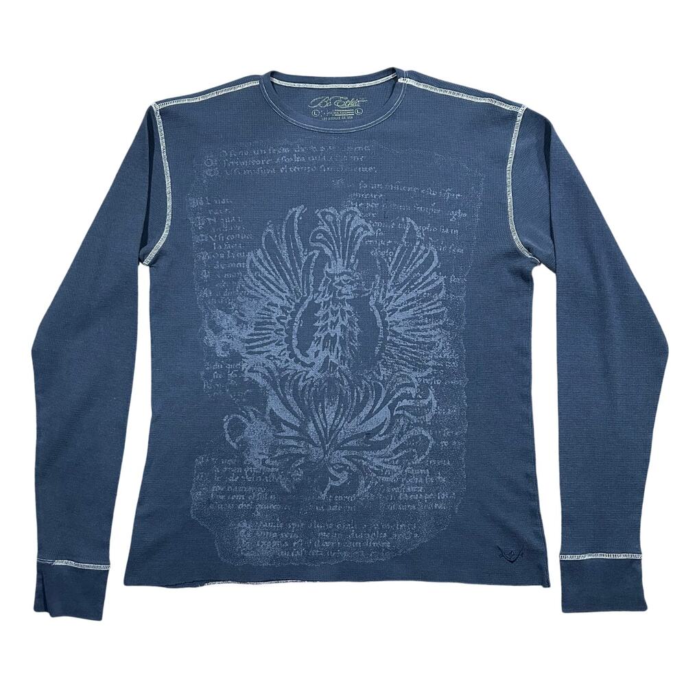 Y2K Thermal Shirt Men’s Large Print Long Sleeve Vintage Style Grunge Skate